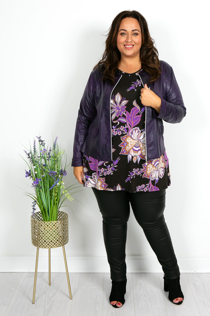 Deep Purple LeatherLook Jacket Plus Size Ladies Clothing in Ireland