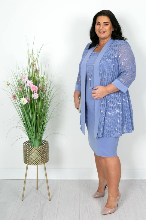 Floor-length Lace Sheath Dress Halter Neck Periwinkle