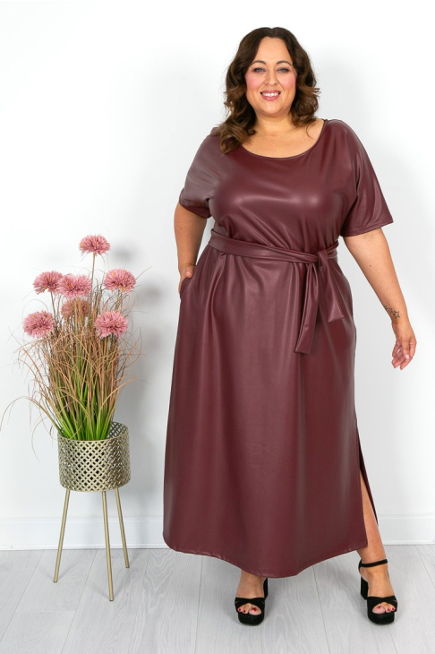 Burgundy Leather Look Dress Burgundy Leather Look Dress