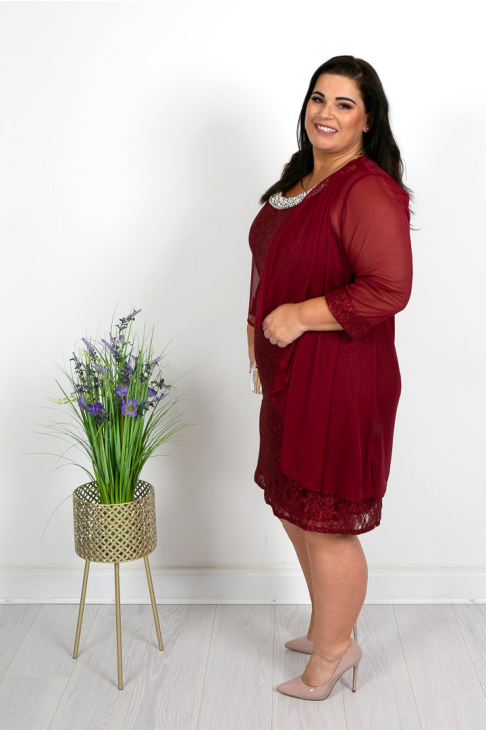 cranberry lace dress NWT Lulu's Womens Cranberry Lace Short Sleeve Knee Length Dress Size S