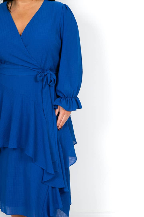 Royal Blue Ruffle Wrap Dress
