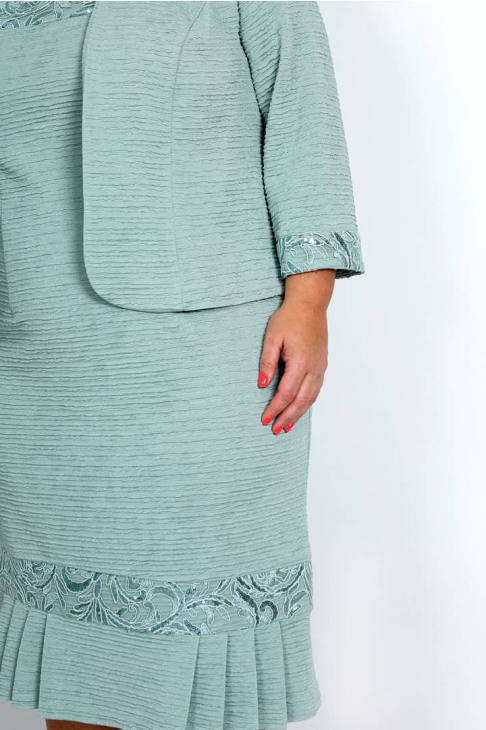 slim fit dress slacks 70s Maxi Dress & Jacket Mint Green Stripe Vintage Joan Sparks for Alamor VFG Small main image 1