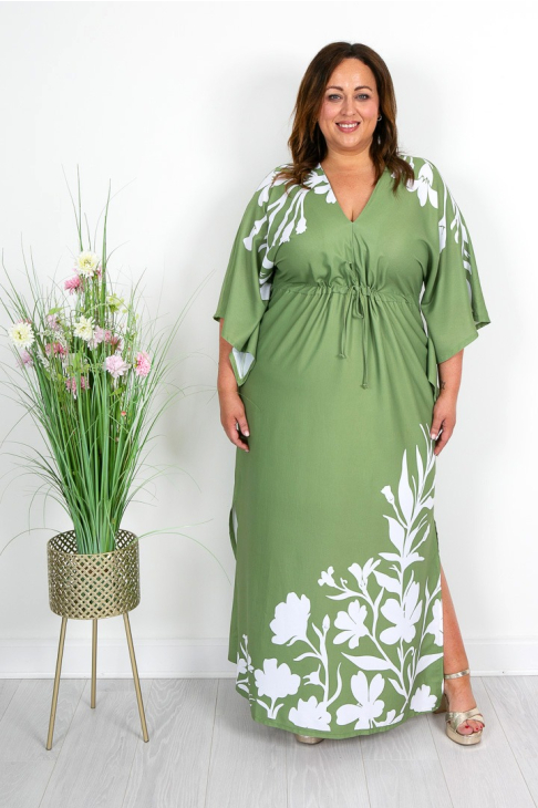 Sage Green Floral Print Maxi Dress