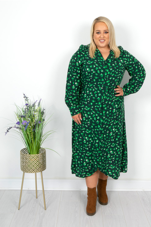 slim fit dress slacks Unique Vintage Plus Size Emerald Green Delores Swing Dress with Sleeves 3X/20 main image 1