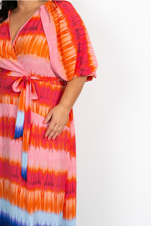Coral Pink and Blue Ombre Dress