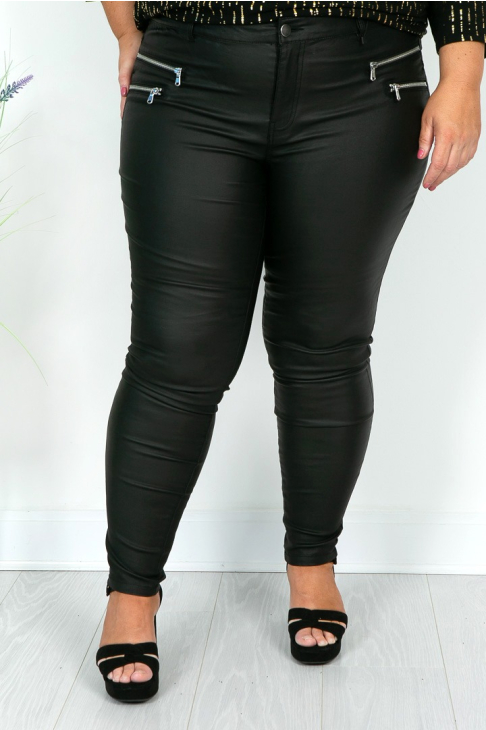 Black Zip Pleather Trousers