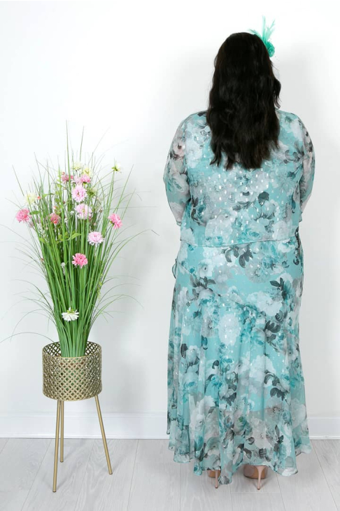 【DIRDDY】 SHINY FLOWER BUTTON DRESS - MINT I'll Be There Fuchsia Pink Floral Brocade Midi Dress – Shop