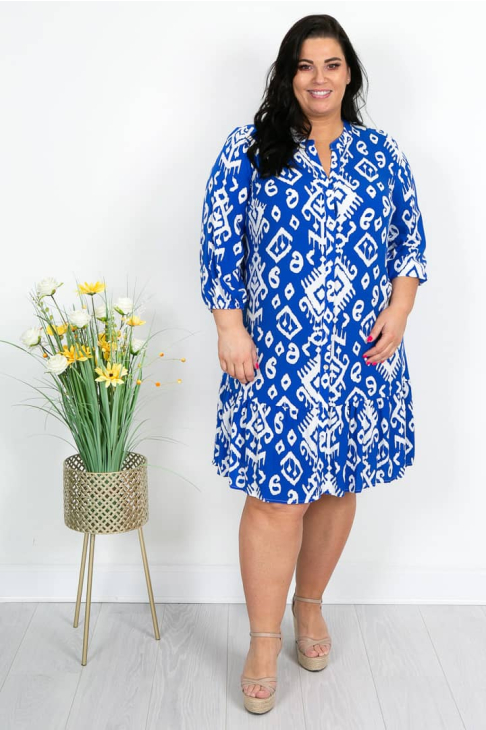 blue aztec dress Daphne Dress / Indigo Aztec Indigo Aztec / XXS