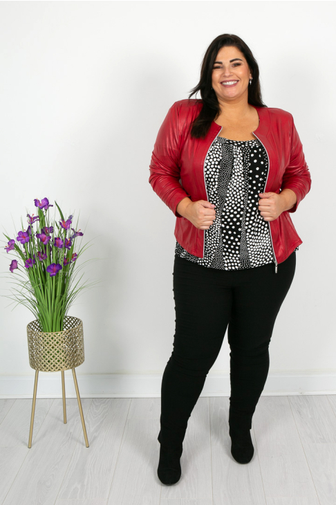 Red Leatherlook Jacket Plus Size Ladies Clothing from Tempted Ireland