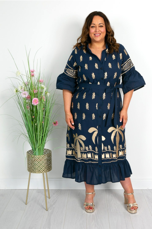 green emerald velvet dress Women's Plus Size Sapphire Garden Satin Dress - Navy