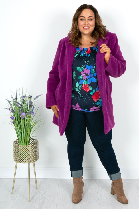 Purple Soft Teddy Coat Brnmxoke Women's Faux Fur Cropped Jacket