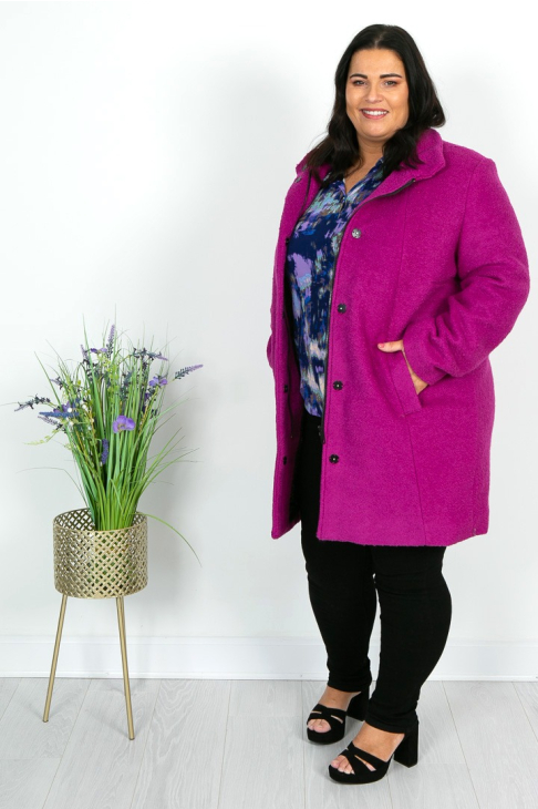 Fuchsia Pink Wool Mix Coat