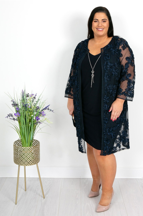 Navy Lace Dress and Coat