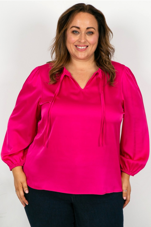 pink satin tie top