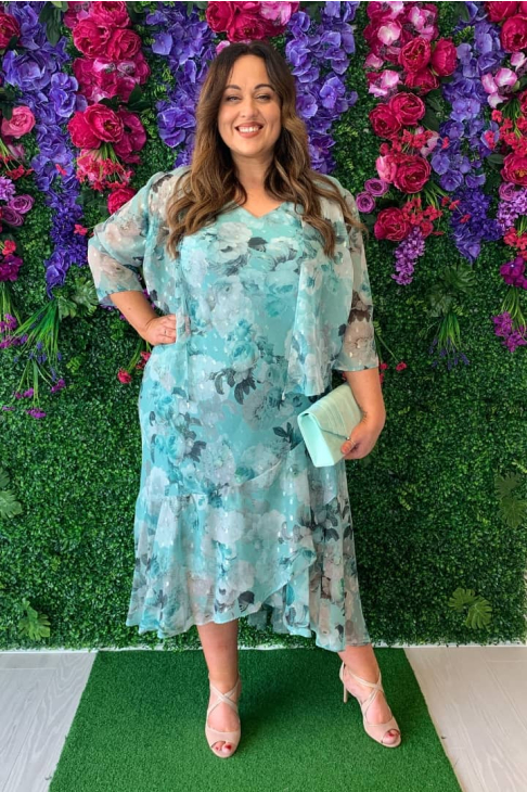 【DIRDDY】 SHINY FLOWER BUTTON DRESS - MINT 비주얼에이드 - [DIRDDY] SHINY FLOWER BUTTON DRESS - MINT