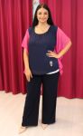 front view of Navy and Pink Jumpsuit