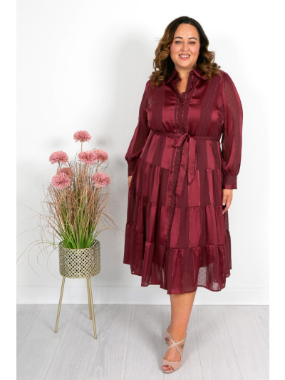 Burgundy Chiffon Shirt Dress