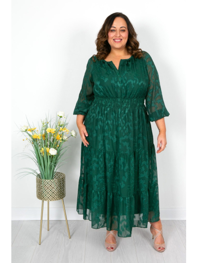 Green Burnout Midaxi Dress