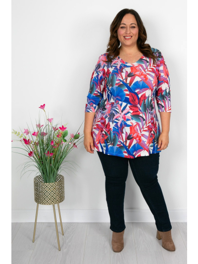 Red and Blue Print Tunic