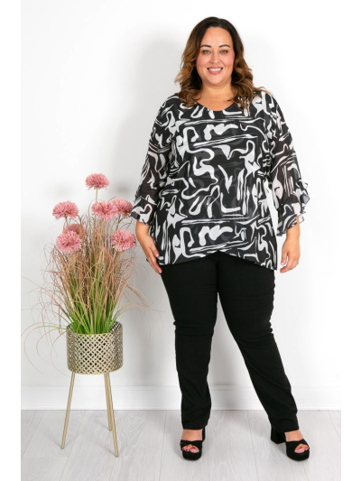 Monochrome Abstract Chiffon Top 