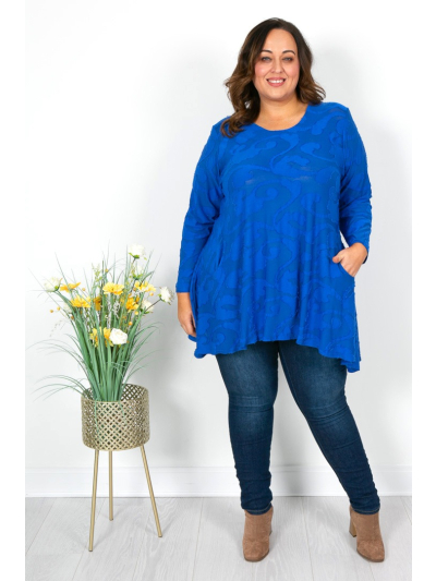 Royal Blue Burnout Pocket Tunic