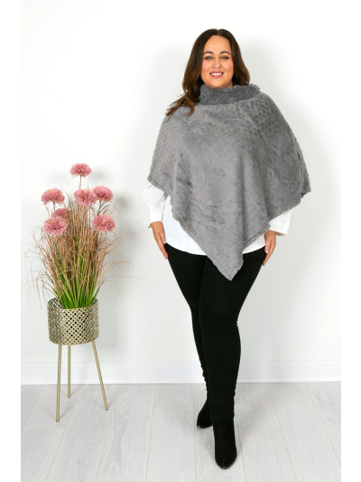 Silver Grey Faux Fur Poncho