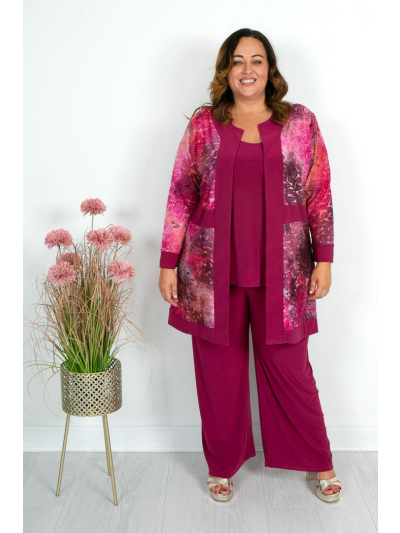 Mixed Berry Burnout Jacket with Cami