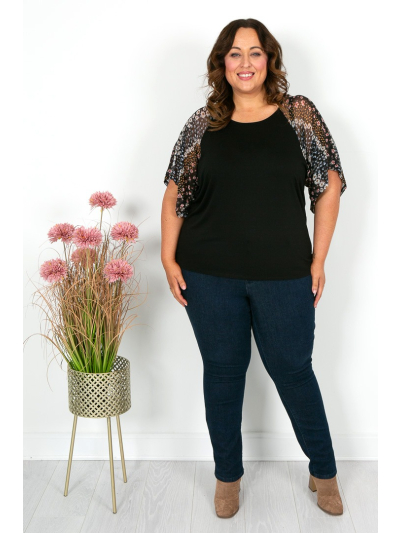 Mesh Sleeve T Shirt