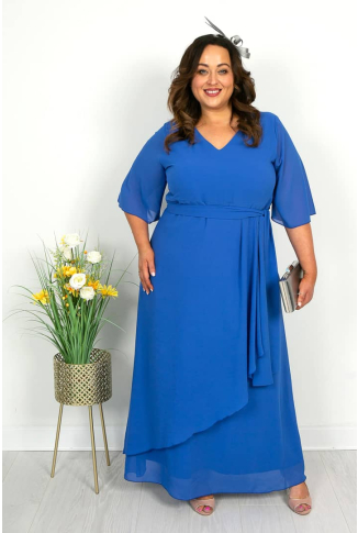 Blue V Neck Dress-Online Exclusive