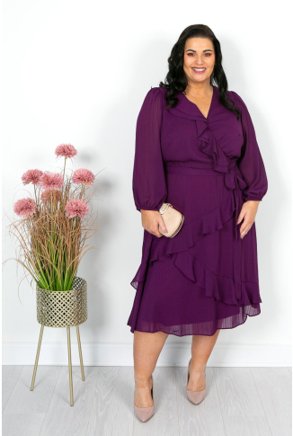 Plum Crossover Dobby Dress