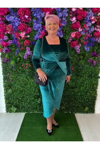 Green Velvet Top with Twist Detail - Online Exclusive