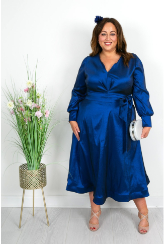 Sapphire Blue Taffeta Midi Dress