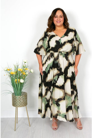 Sage Green & Cream Maxi Dress