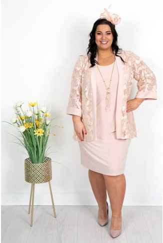 Champagne Lace 2 Piece Jacket and Dress-Online Exclusive