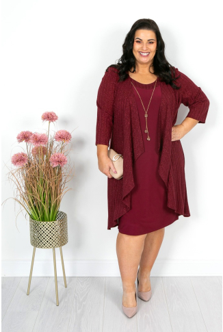 Burgundy Lurex Knit Dress & Jacket 