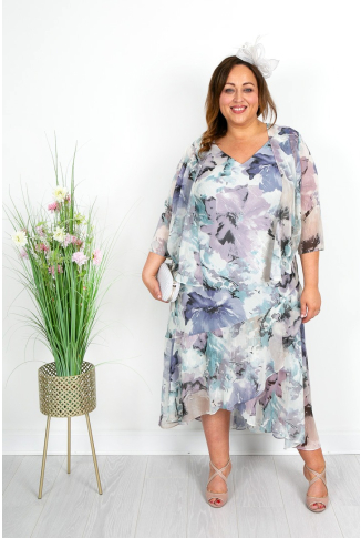 Lavender Watercolour Dress & Bolero 