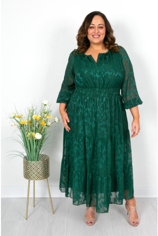 Green Burnout Midaxi Dress