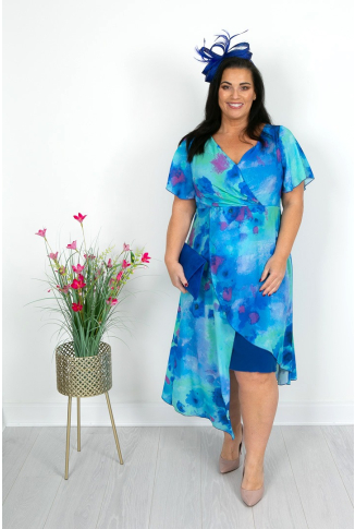 Watercolour Print Hi Lo Dress