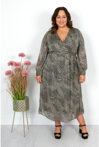 Optical Wave Print Dress 