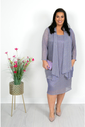 Lilac Lurex Plisse Dress & Jacket