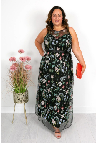 Black Embroidered Maxi Dress