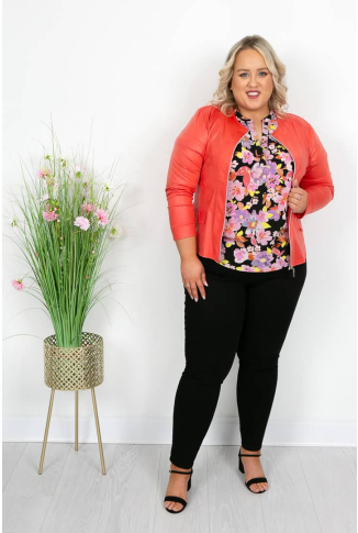 Coral LeatherLook Jacket
