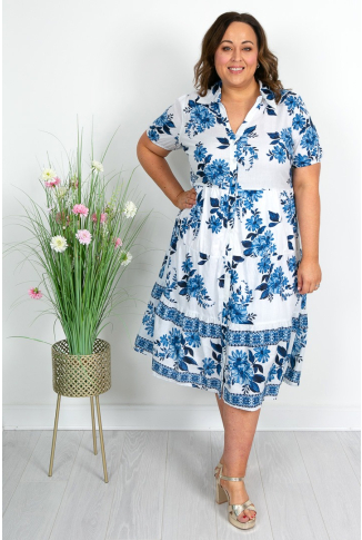 China Blue and White Cotton Dress