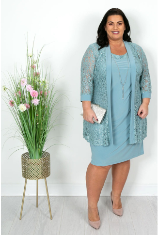 Mint Dress and Lace Sequin Jacket