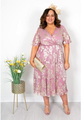 Antique Pink & Gold Crossover Tier Dress