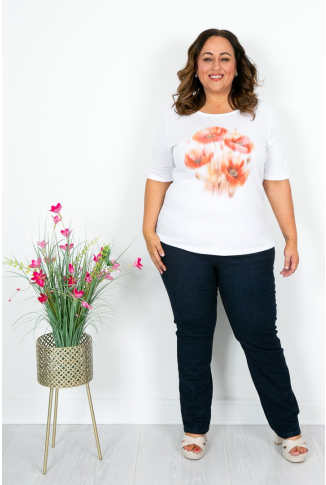 Coral Poppy Print Cotton T-Shirt