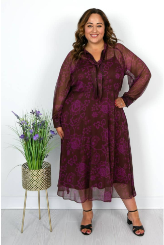 Brown and Pink Floral Dress - ONLINE EXCLUSIVE 