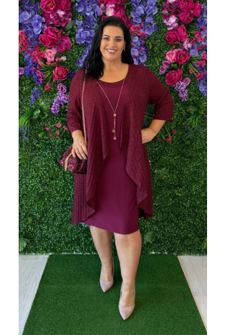 Burgundy Lurex Knit Dress & Jacket 