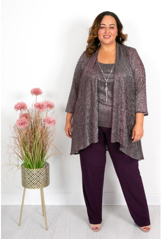 Aubergine Lurex Trousers Suit