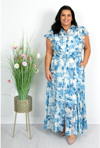 Antique Floral Button Through Maxi Dress